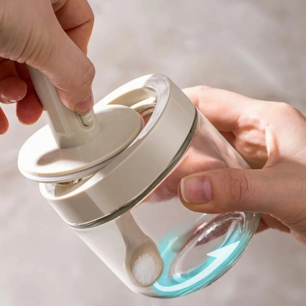 Glass Seasoning Bottle Telescopic Spoon Leak Proof Salt