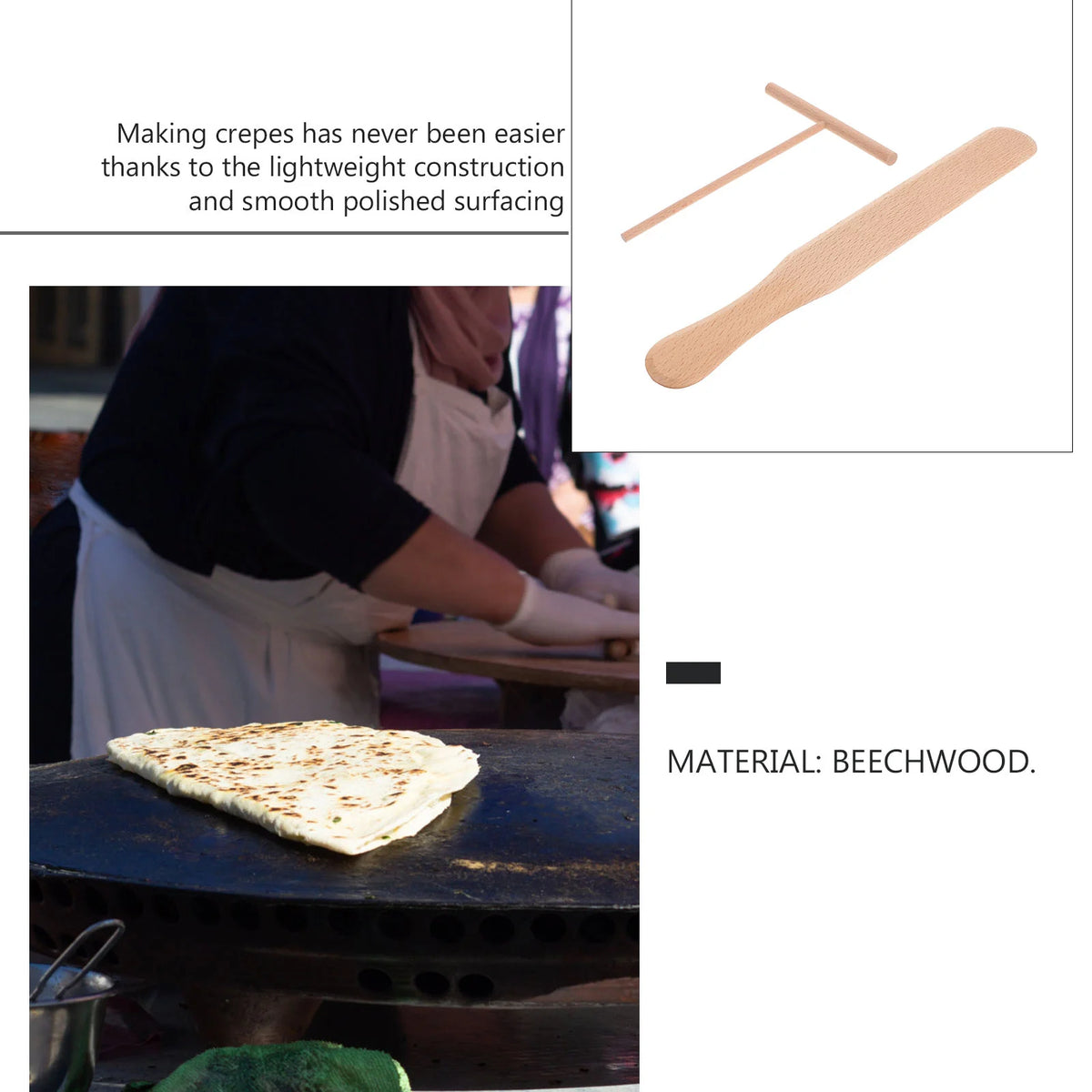 Wooden Crepe Rake Pancake Maker Cooking Utensils Pie
