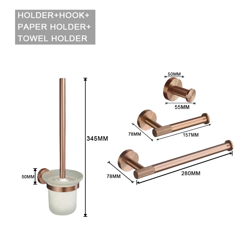 Brushed Rose Gold Toilet Brush Holder Toilet Paper