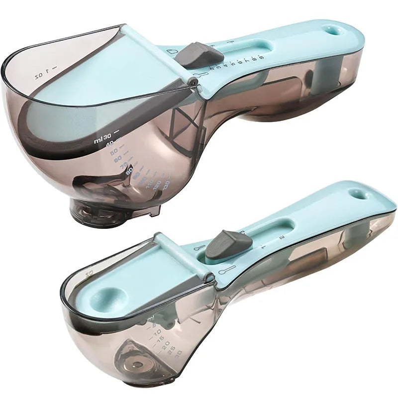 2pcs Adjustable Measuring Spoon Clear Scales Measuring Cup