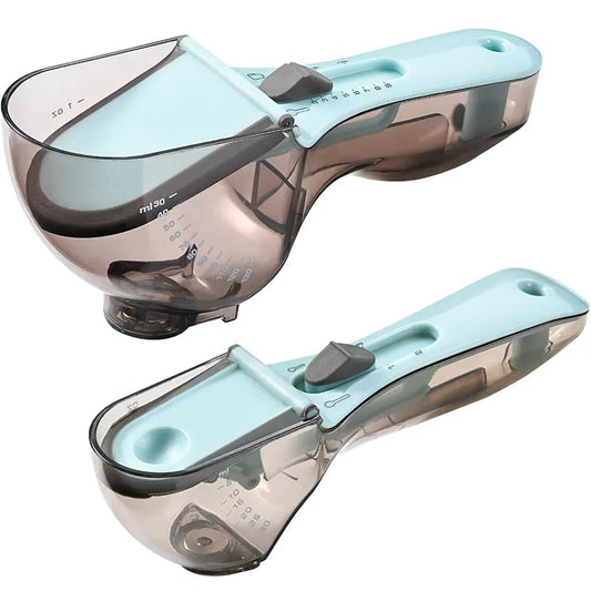 2pcs Adjustable Measuring Spoon Clear Scales Measuring Cup