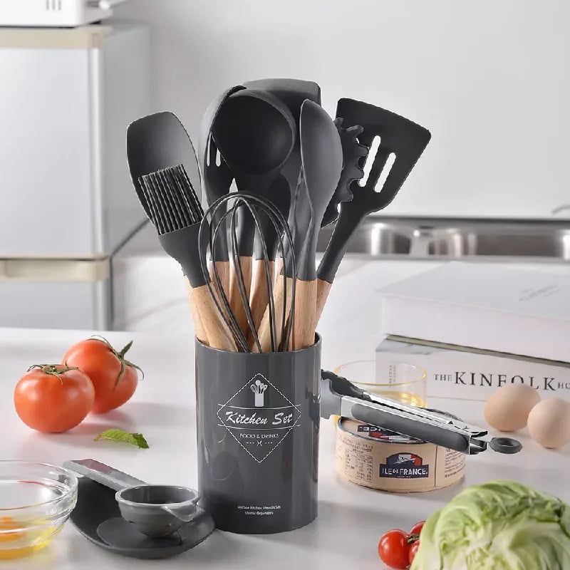 12pcs Silicone Utensils Non-Stick Cookware Spatula Shovel Egg