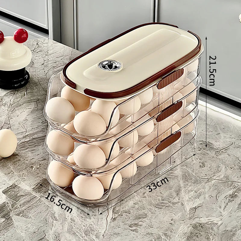 Auto Rolling Egg Holder Refrigerator Stackable Egg Storage