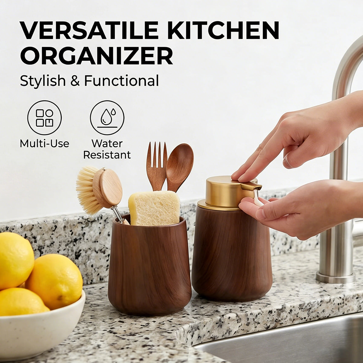 Elegant Hand Soap Dispenser Cup Bathroom & Organizer