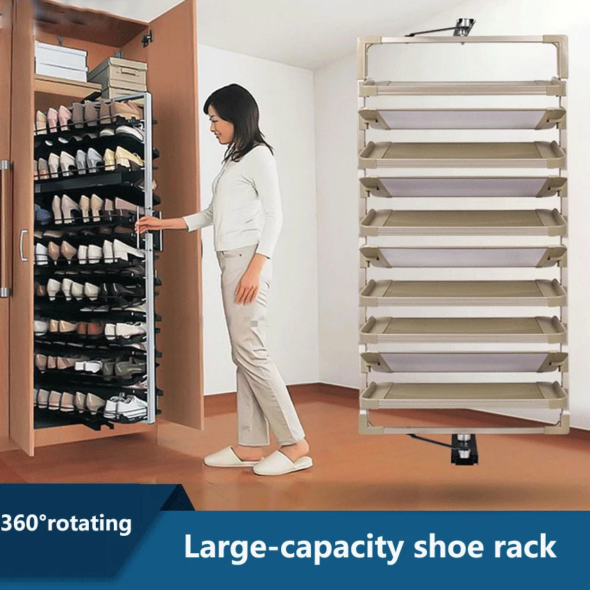 Shoe Rack 360 Rotating Height Adjustable Aluminum Alloy