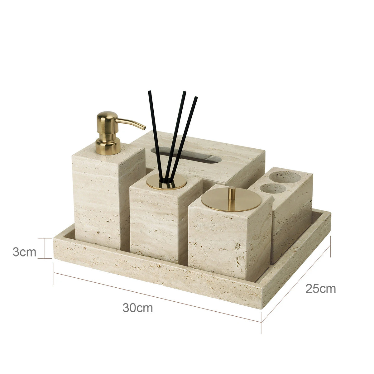 Travertine Bathroom Luxury Soap Dish Soap Dispenser Tissue