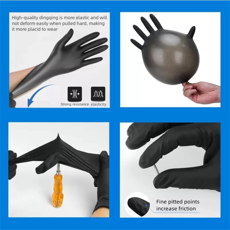 10-200pc Nitrile Gloves Black Rubber Gloves Latex Disposable