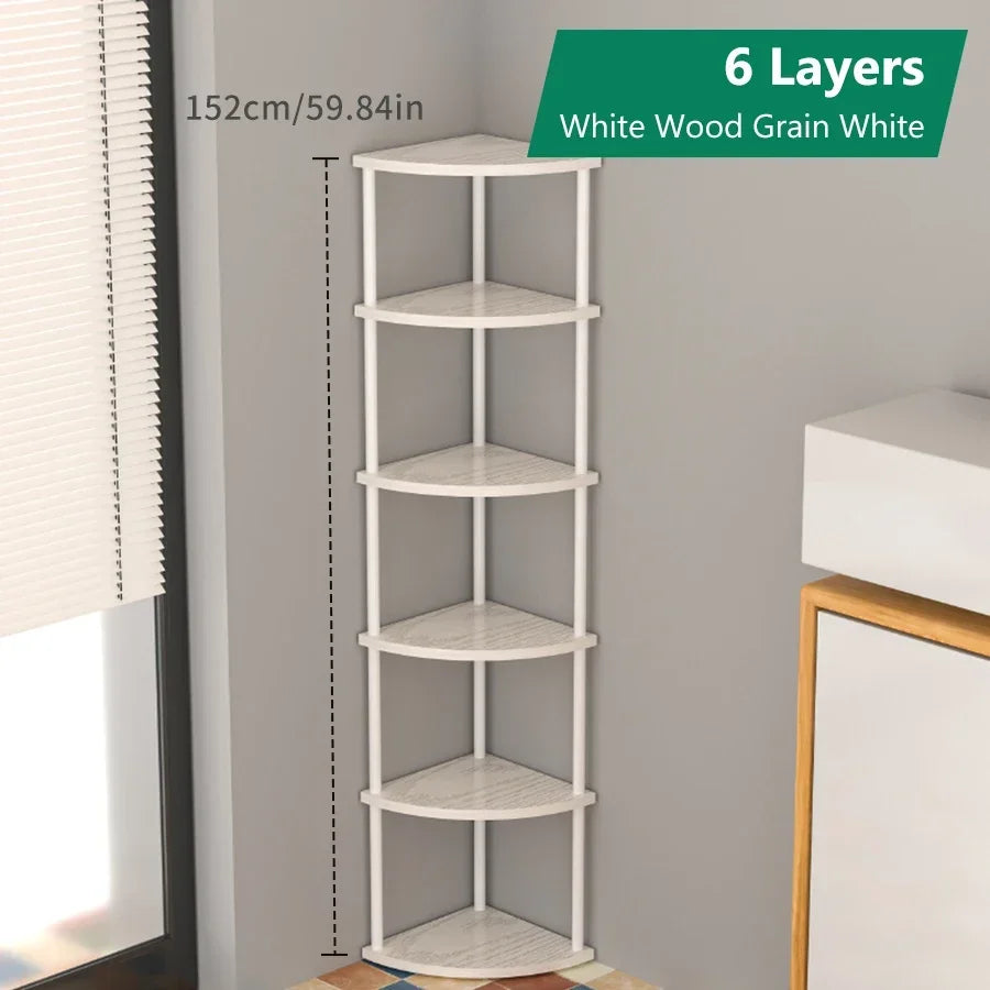 Multi-Layer Storage Rack Wall Corner Shelf Living