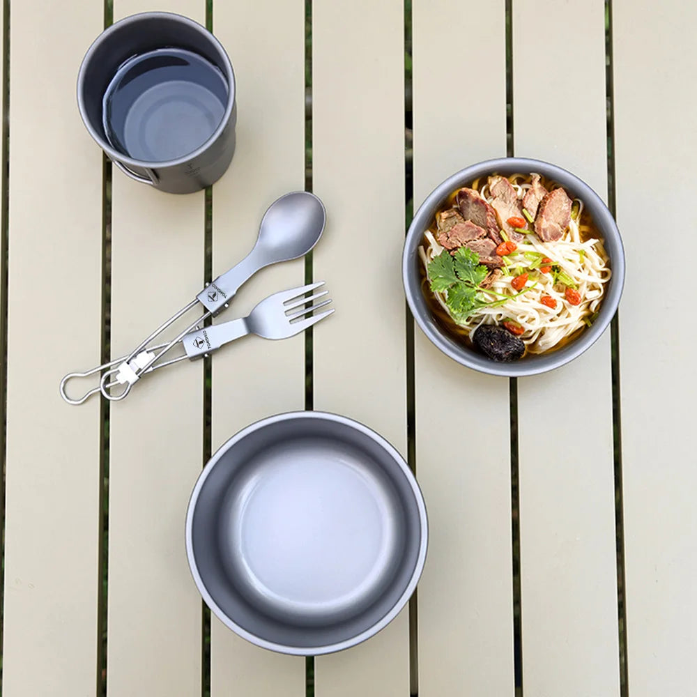 Tomshoo 400ml / 500ml Food Container Stackable Titanium