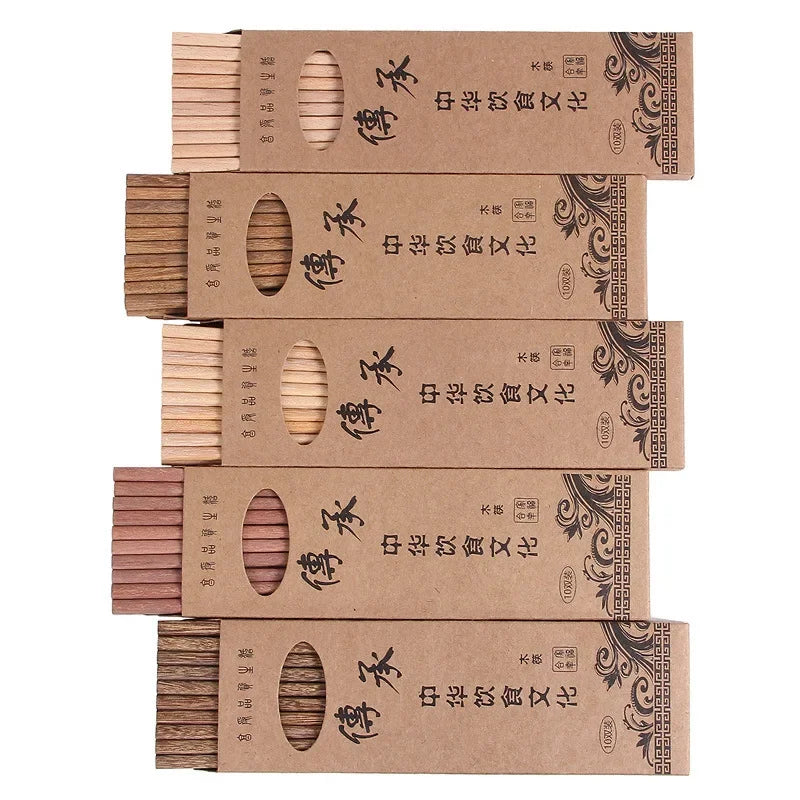 10 Pairs Natural Rosewood Chopsticks Reusable Healthy Chinese