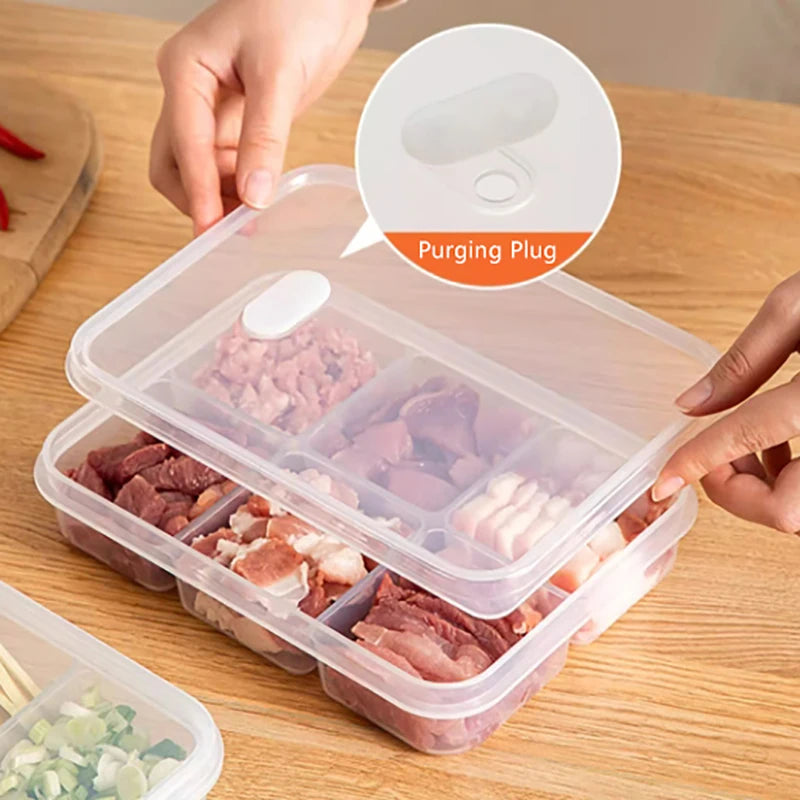 Refrigerator Storage Box 4/6 Grid Food Vegetable Fruit