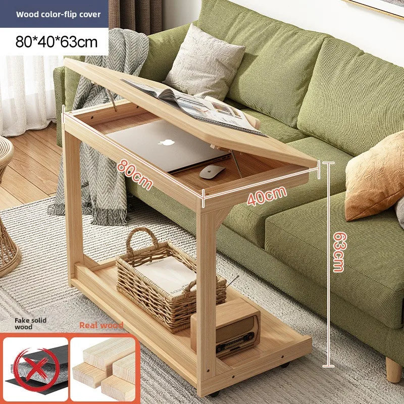 Mobile Solid Wood Coffee Table Living Room Storage