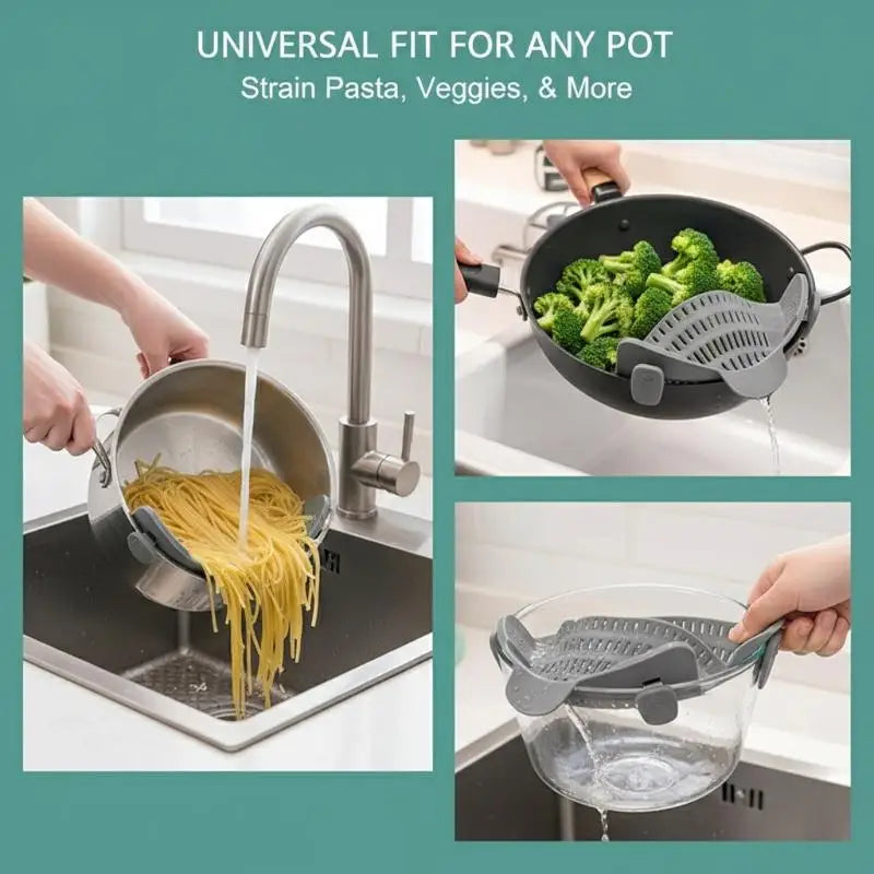 1pc Pot Strainer Handheld Drainer Noodles Pasta Adjustable