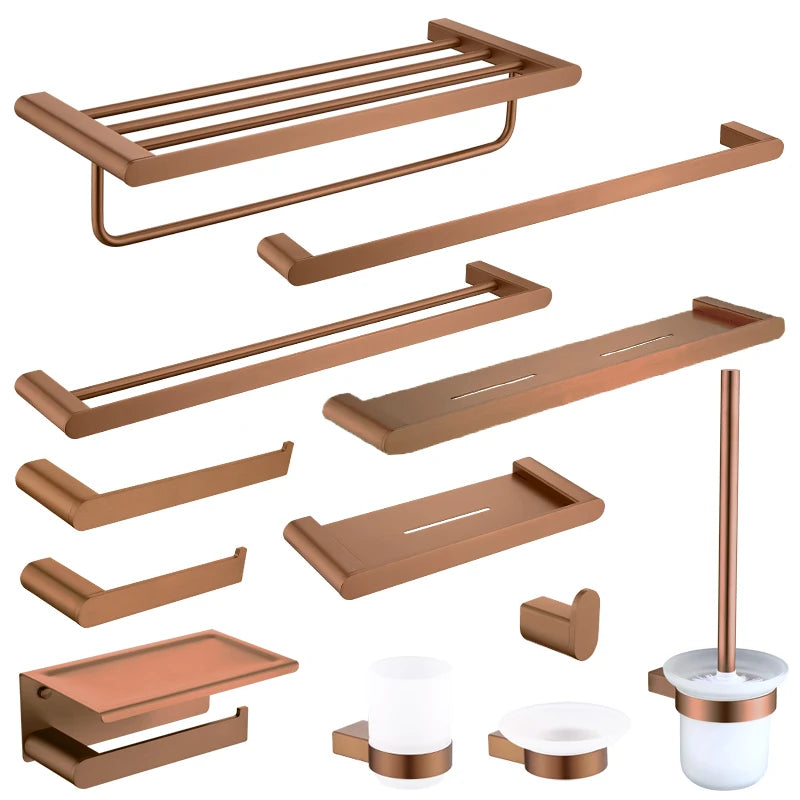 Brushed Rose Gold Toilet Paper Holder Towel Bar