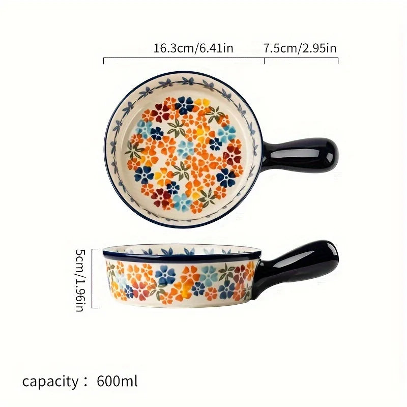 1pc Colored Hand-Painted Ceramic Baking Dish Suitable Salads
