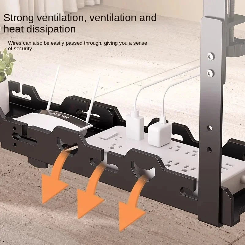 Telescopic Under Table Storage Rack Metal Cable Management