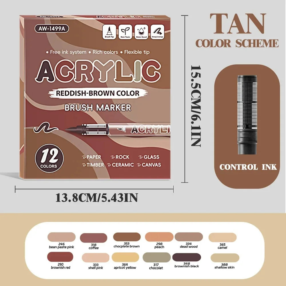 12/168/288 Colors Acrylic Paint Pen Marker Brush Tip