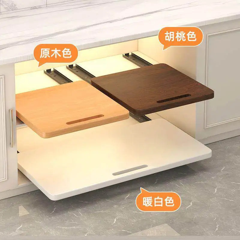Solid Wood Pull-Out Tray Slide-Out Rack Microwave Rice