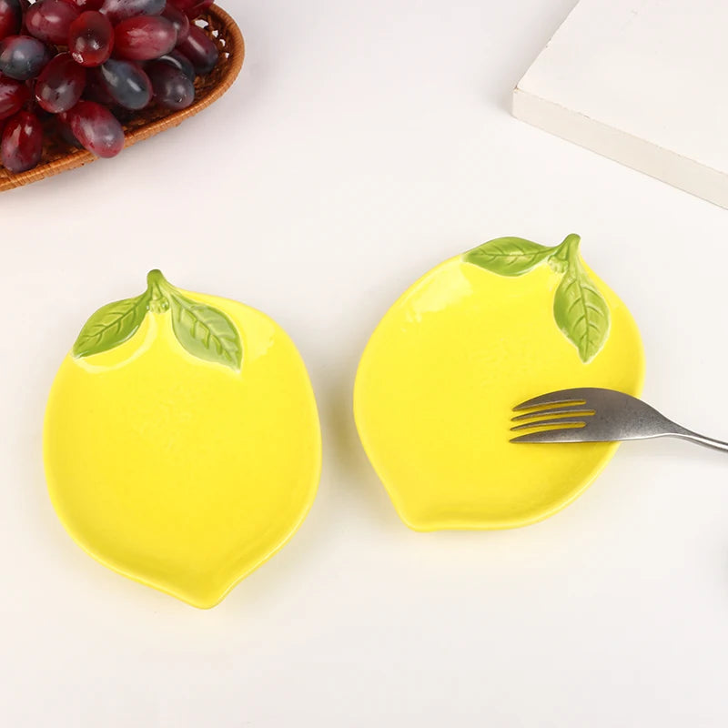 Creative Cartoon Lemon Shaped Ceramic Dish Salad Dish