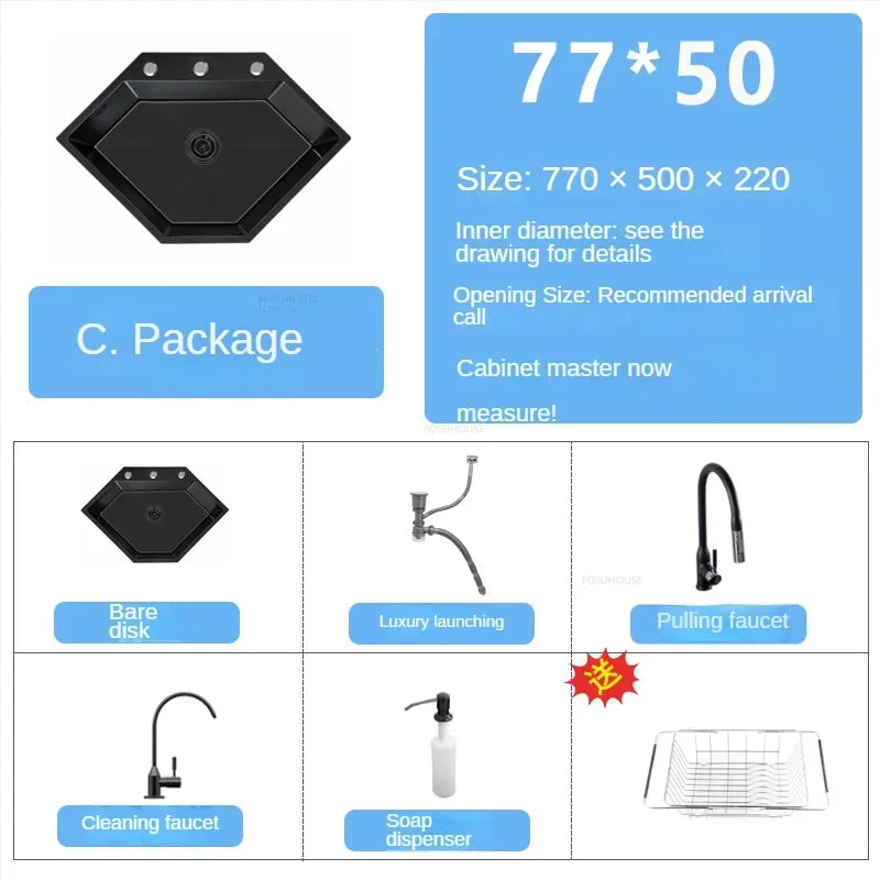 Diamond Shaped Sinks Stainless Steel Creative Corner Dish