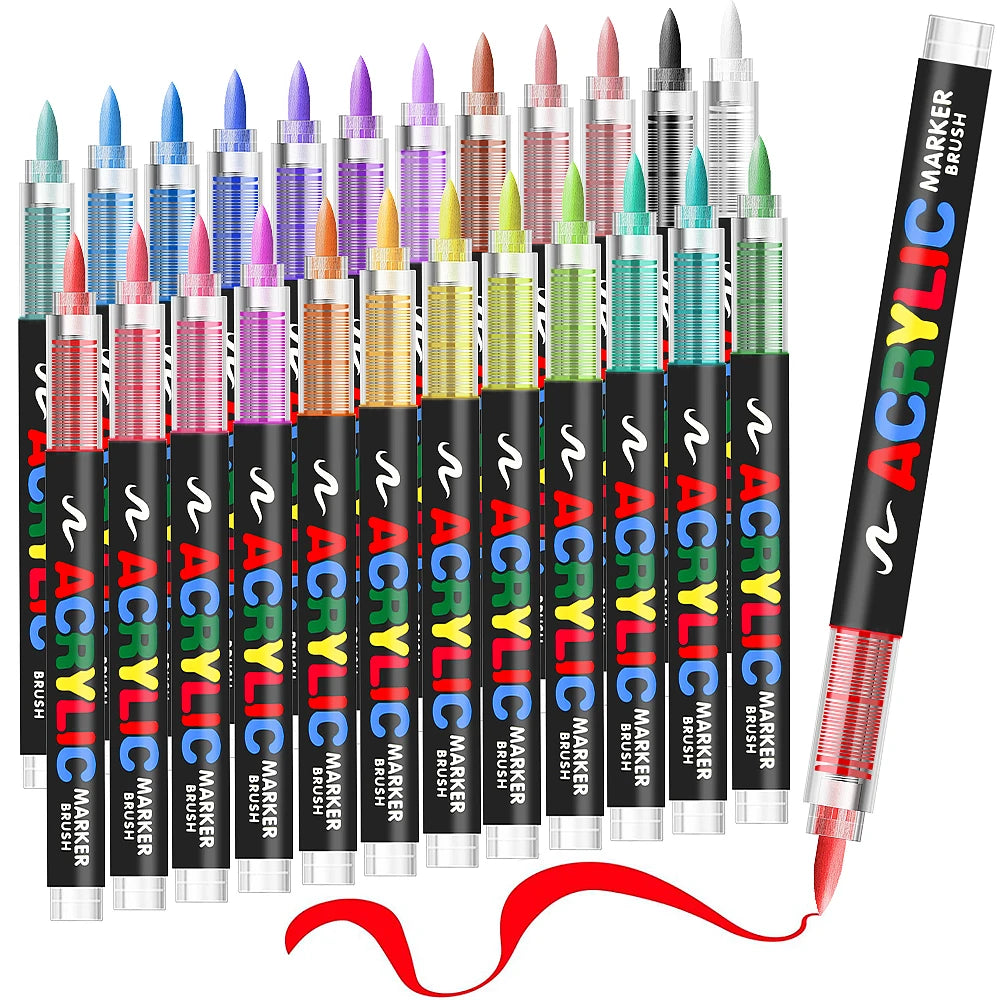 12/168/288 Colors Acrylic Paint Pen Marker Brush Tip