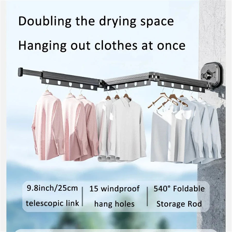 Retractable Drying Rack Suction Cup No Punching Aluminum