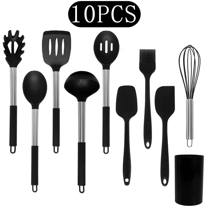 Black Non-Stick Silicone Kitchenware Cooking Utensils Cookware