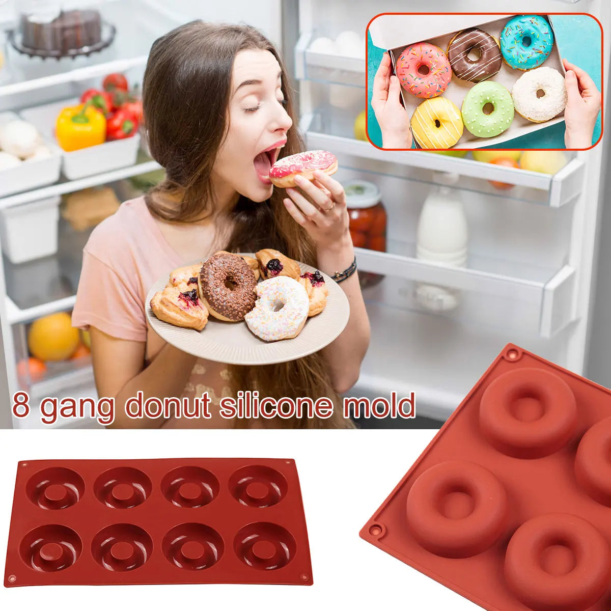8-Slot Silicone Mini Donut Mold Non-Stick Doughnut Baking