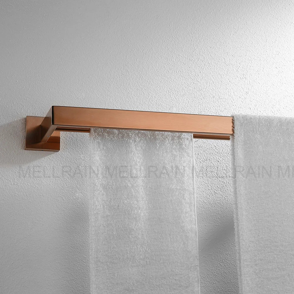 Brushed Rose Gold Bathroom Hardware Square Bath Toilet