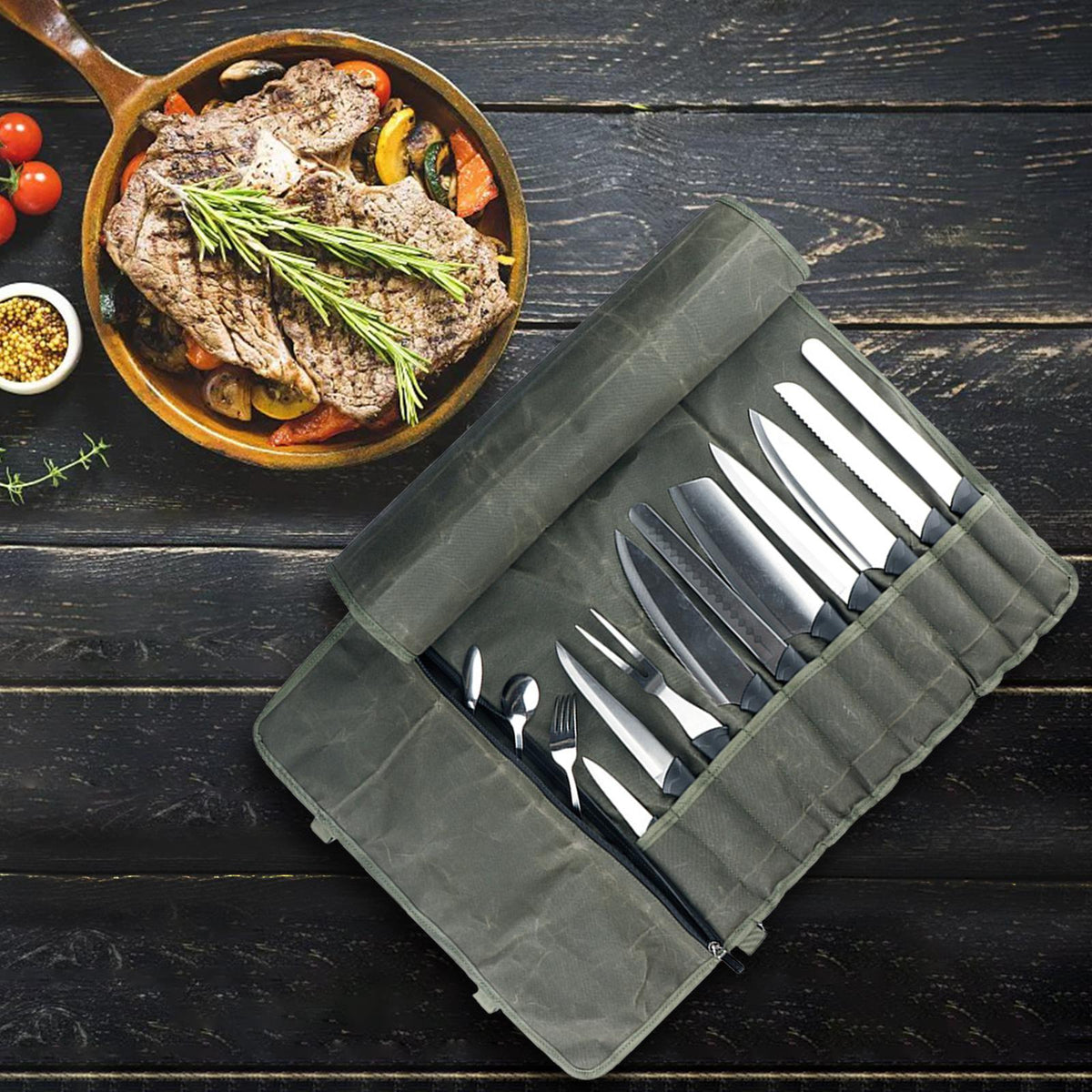Knife Roll Bag Cooking Storage Knife Case 10