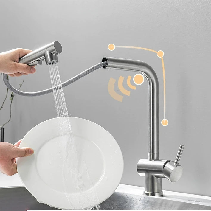 White Touch Sink Faucets Cold Pull Out Sink