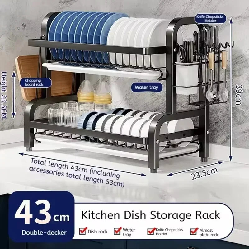 Dish Drying Rack 2-Tier Compact Dish Rack Drainboard