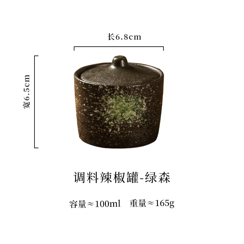 Japanese Style Vintage Ceramic Seasoning Jar Chili Storage