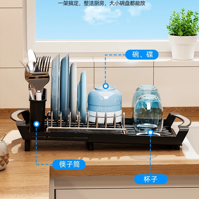 1pcs Expandable Small Dish Organizer Shelf Drying Counter