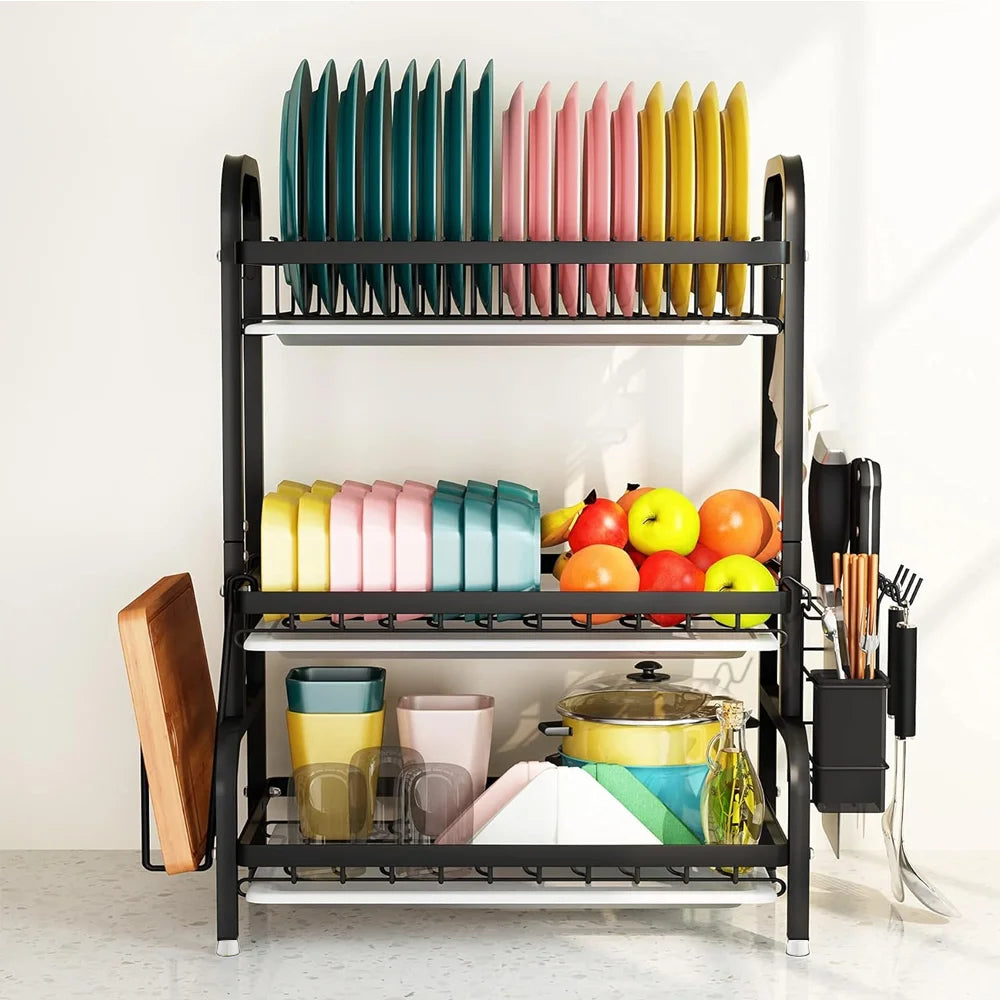 Tier Dish Organizer Dish Drying Rack Compact Dish
