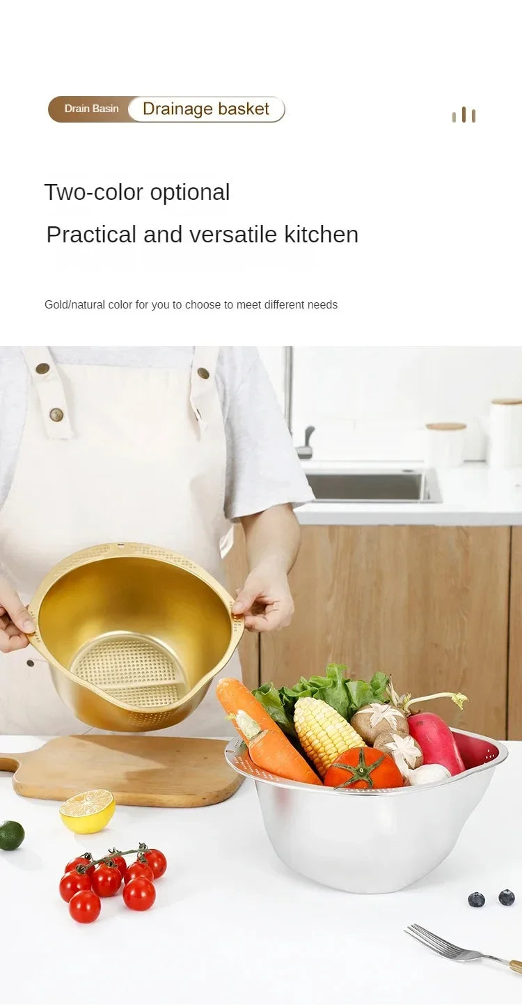 Rice Washer Strainer Bowl Stainless Steel 304 Rice