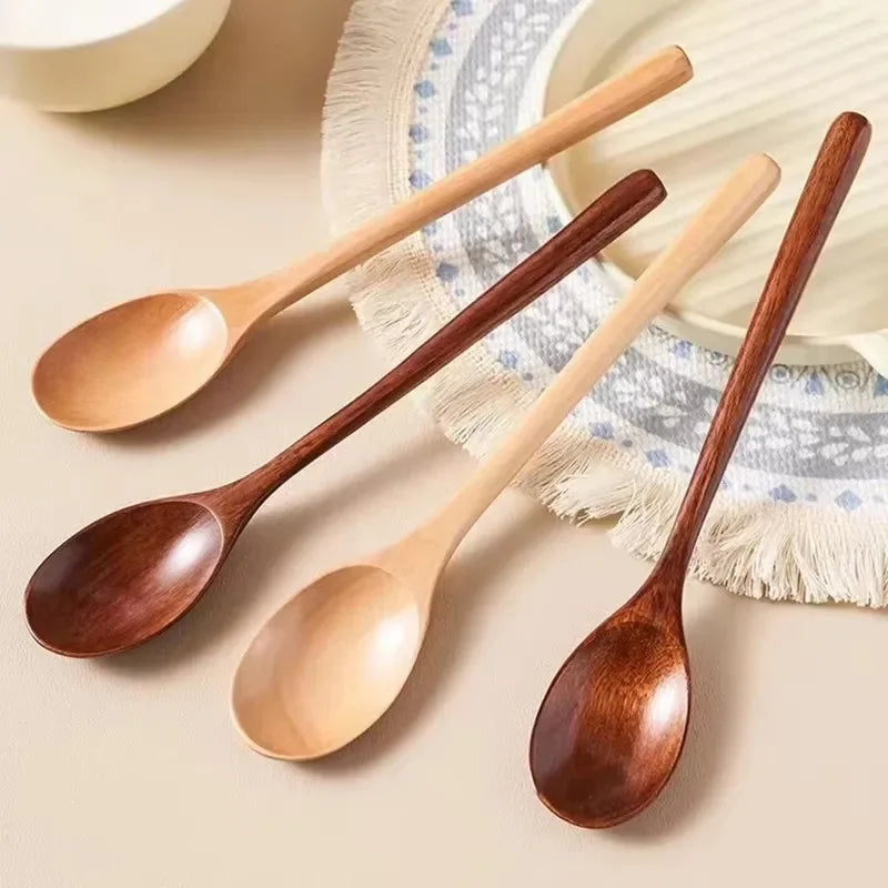Long Wooden Teaspoons Cooking Utensils Soup Tea Honey