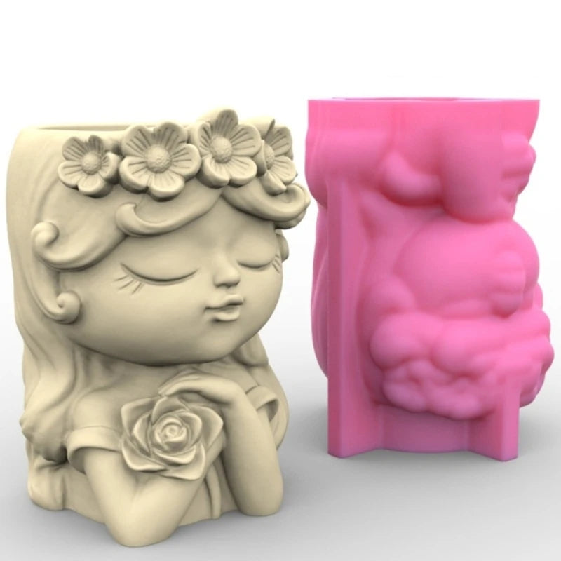 Flower Pot Silicone Mold Angel Girl Succulent Planter