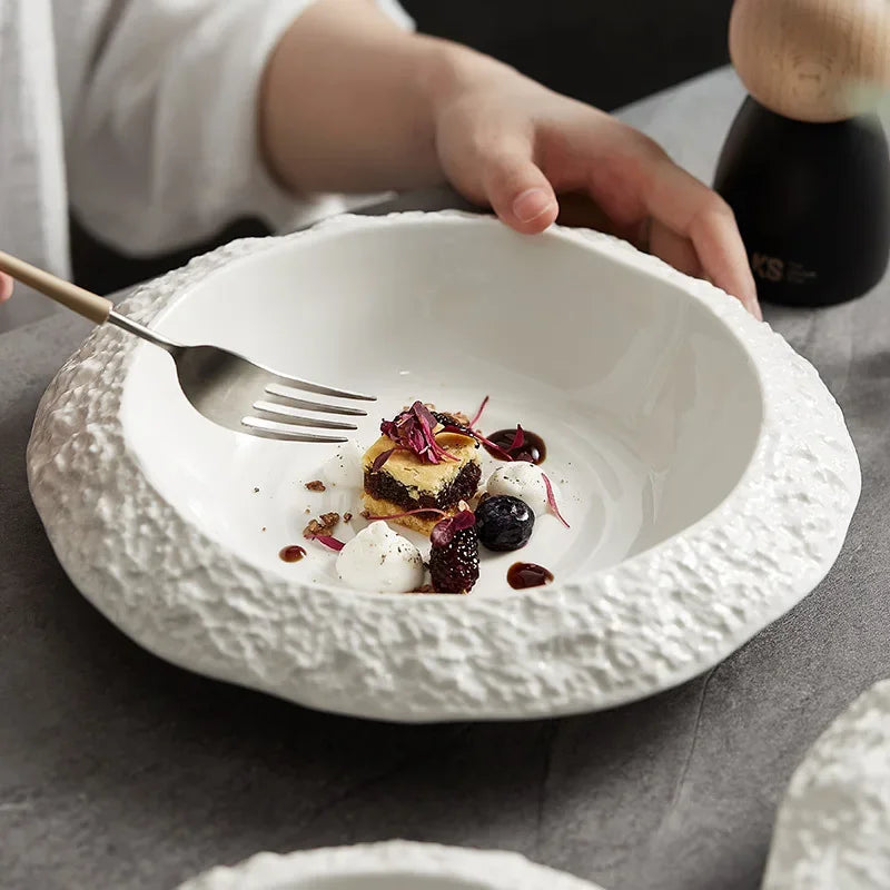 Rock Patternceramic Plats White Dinner Plate High-Grade Tableware