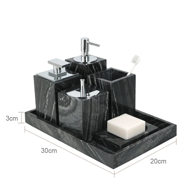 Black Natural Marble Stone Bathroom Luxury Toothbrush Holder