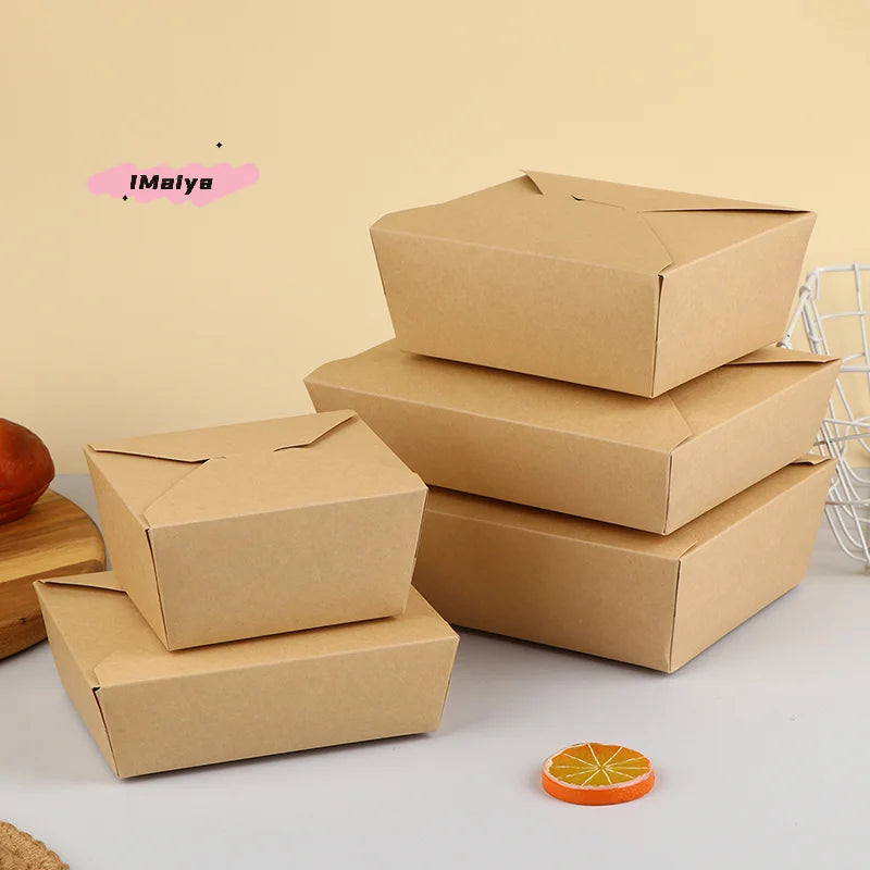 10pcs Disposable Fast Food Boxes Thickened Kraft Paper