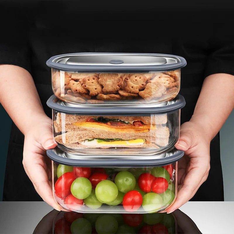 High Borosilicate Glass Rectangle Lunch Box Microwave Heating