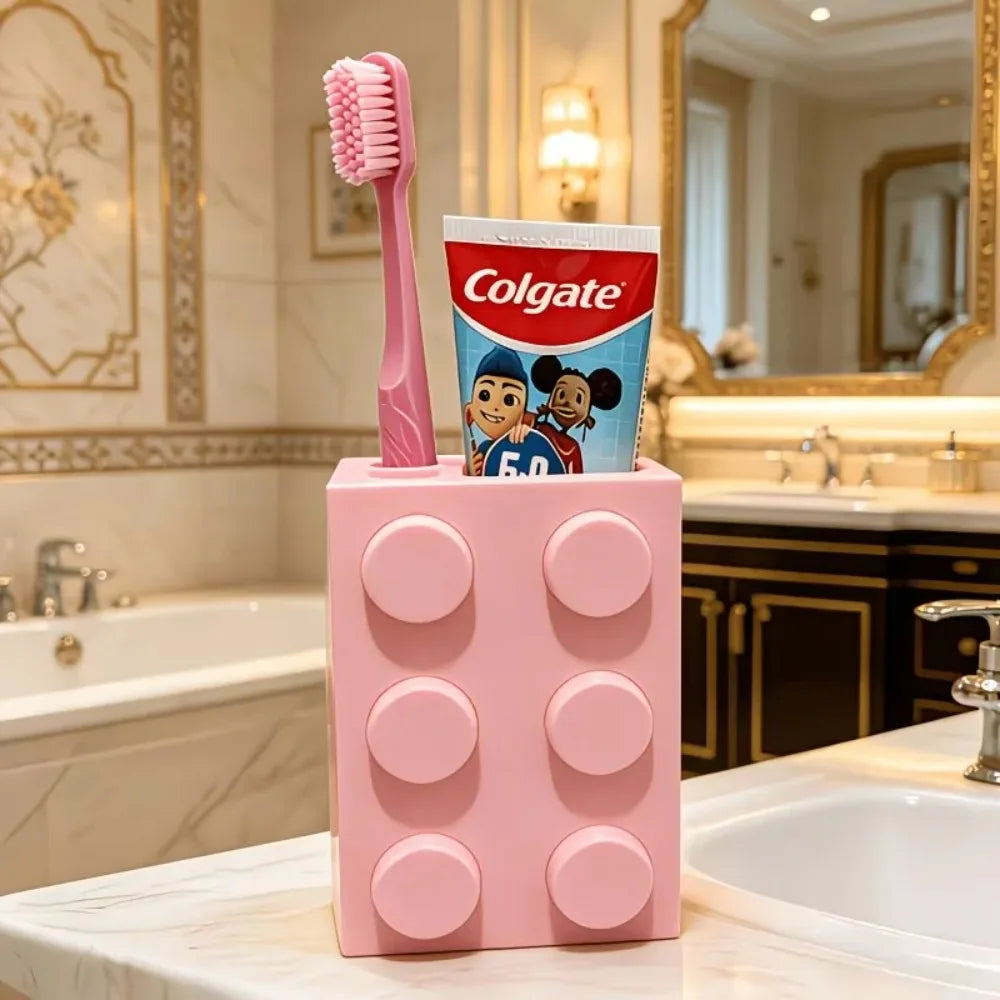 Cute Building Block Toothbrush Storage Rack Multi-Purpose