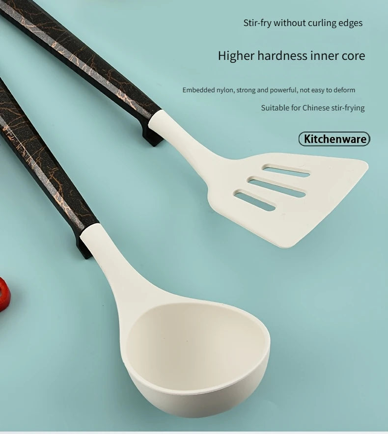 7pcs Silicone Cooking Utensils Non-Stick Cookware Black Cuisine
