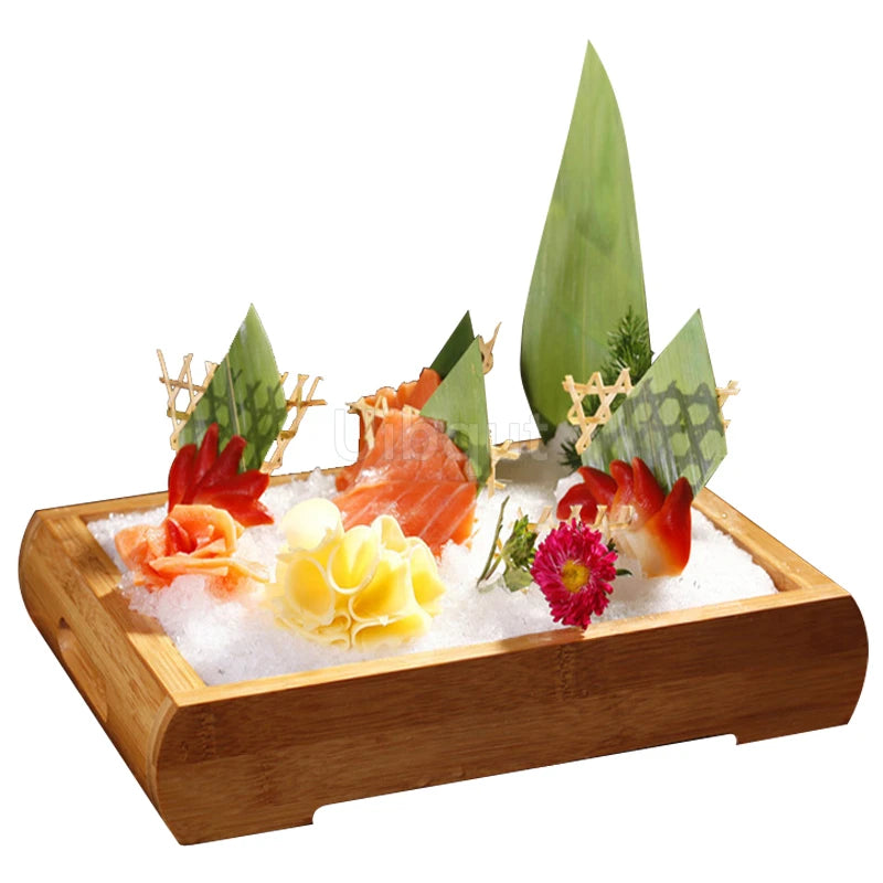 Japanese Cuisine Wooden Sashimi Sushi Box Lid Fish