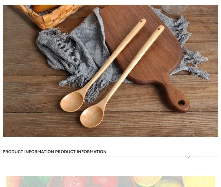 Long Wooden Teaspoons Cooking Utensils Soup Tea Honey