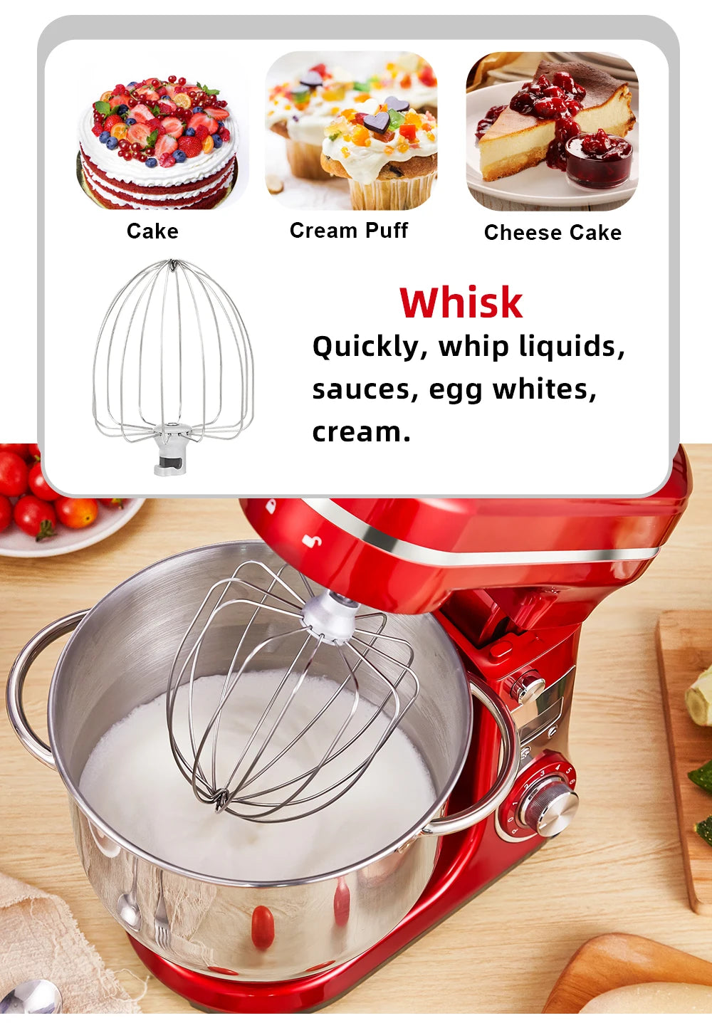 Biolomix Food Stand Mixer Blender Quiet Motor Cream