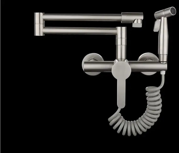 Black Sink Mixer 304 Sus Wall Mounted Foldable