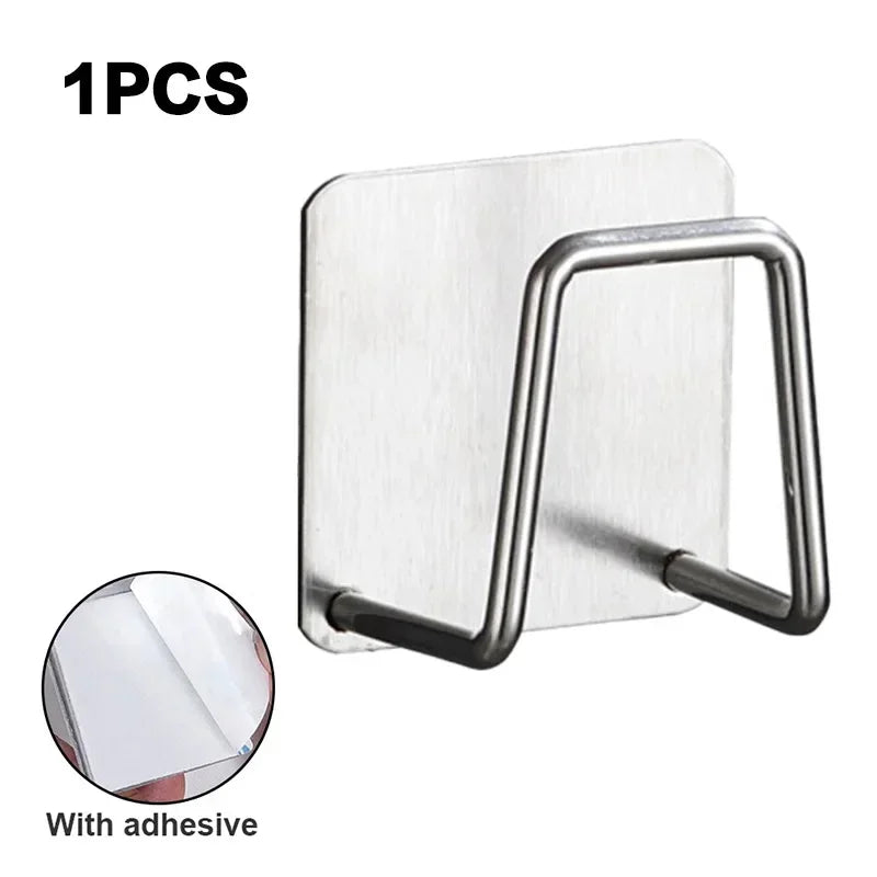 1/5pcs Stainless Steel Sink Shelf Sponges Holders Adhesive