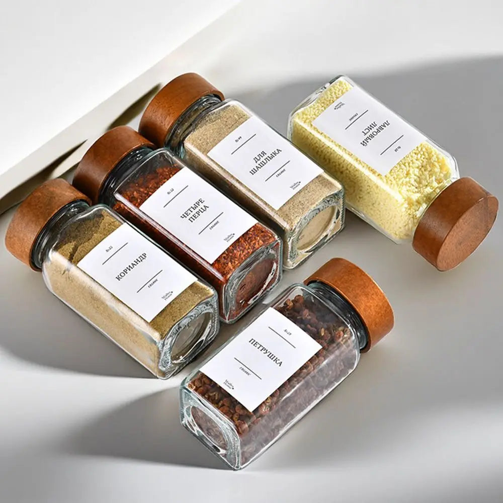 Square Spice Jars Wooden Lid Spice Jars Shaker